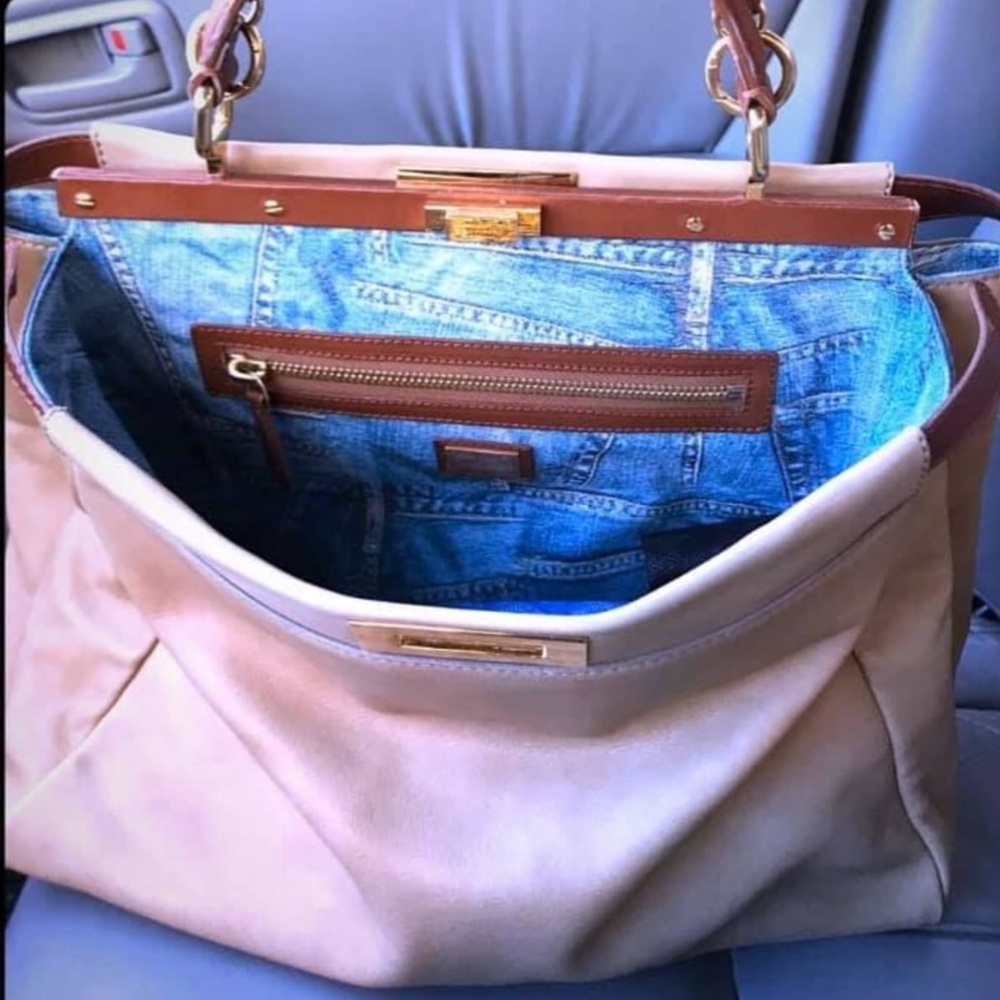 Fendi peekaboo large limited edition denim tote with strap